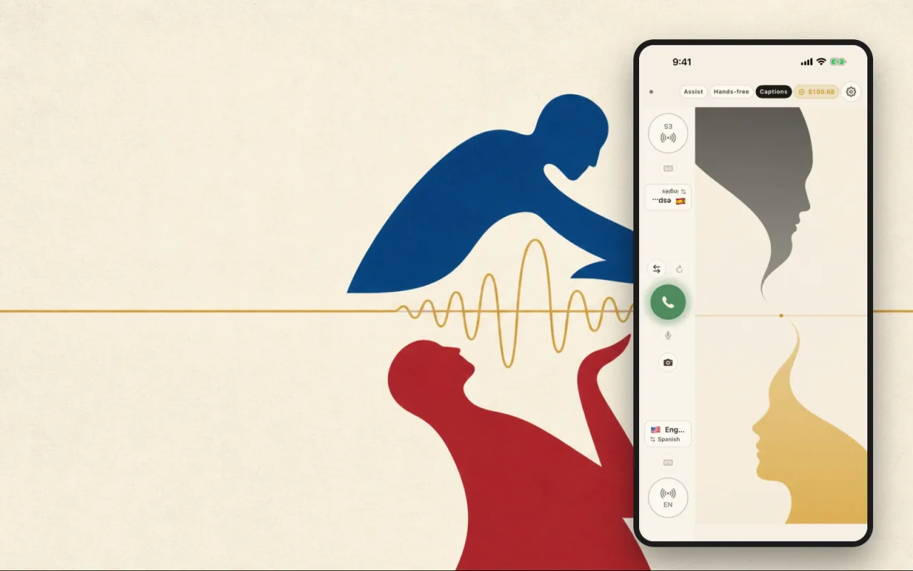ALOUD live translator app showing a split-screen two-way conversation between two languages